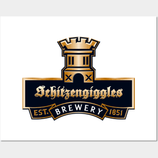 Schitzengiggles Brewery - Funny Beer Logo Posters and Art